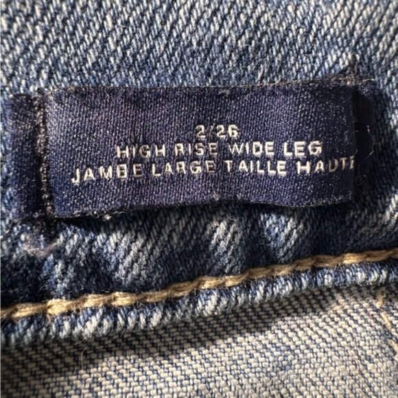 Gap High Rise Wide Leg Denim Blue Jeans Size 26 Embroidered Flowers  Bee - Picture 11 of 15